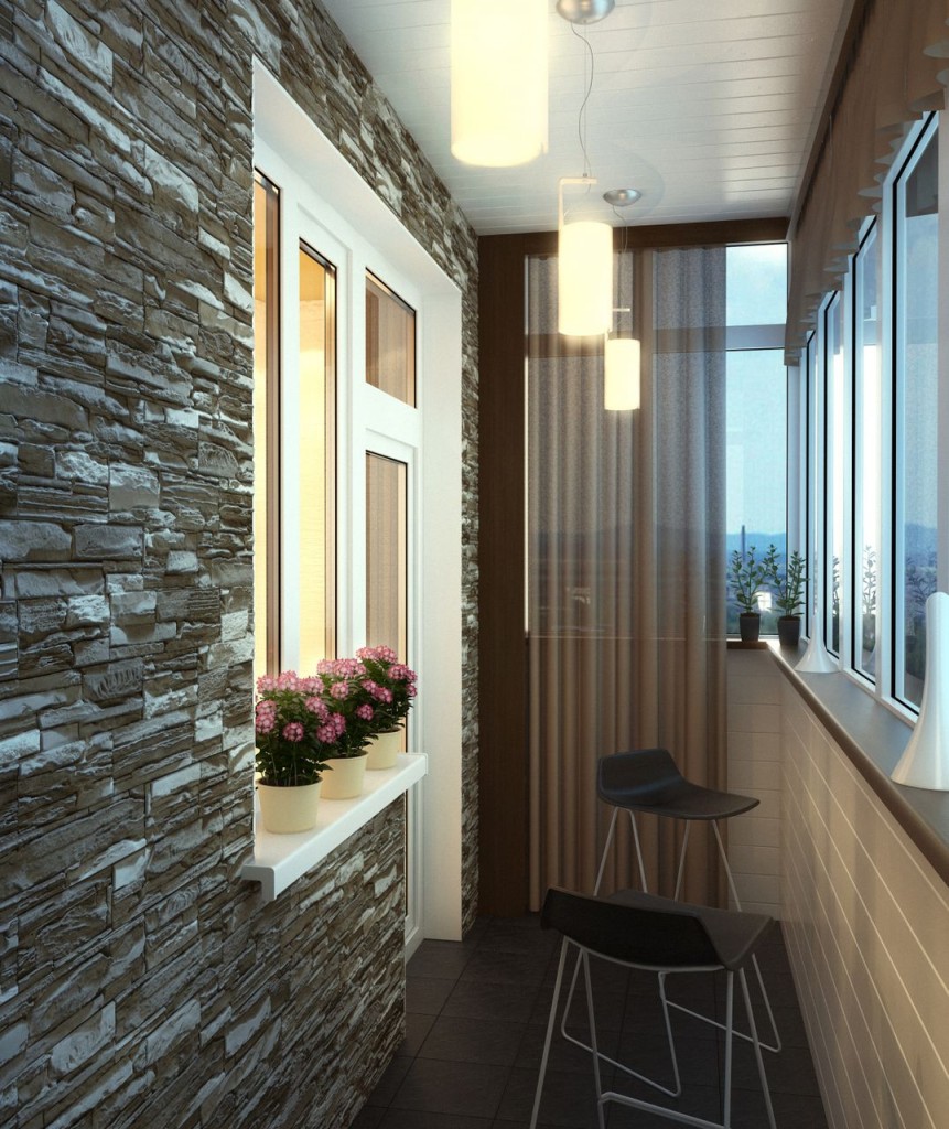 Отзыв: дизайн интерьера балкона в плитке под мрамор